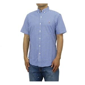 Ralph Lauren Blue & White Gingham Short-Sleeve Button-Down Shirt